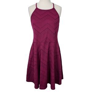 Mossimo Fit Flare Sleeveless Dress Size XL Keyhole Button Stretch Purple